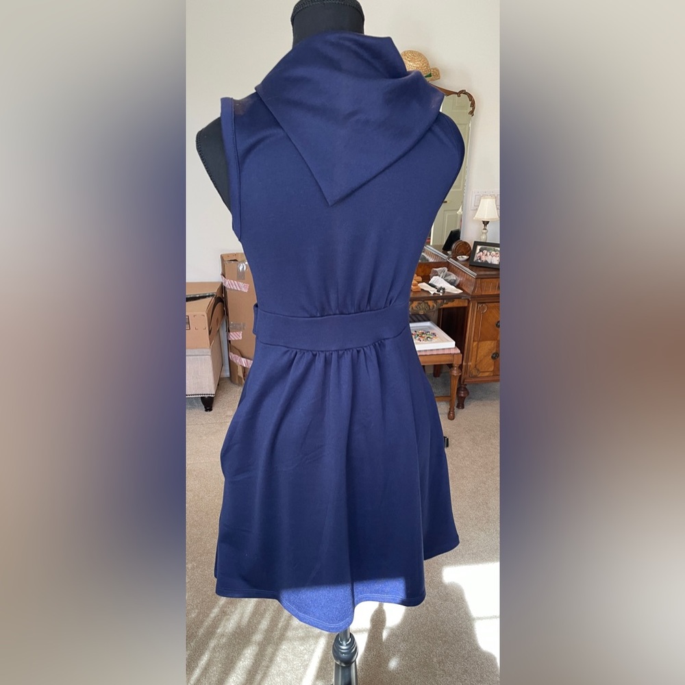 ModCloth Coach Tour Monteau Navy Blue Collared Dress, Pockets, Sz M - Picture 4 of 6
